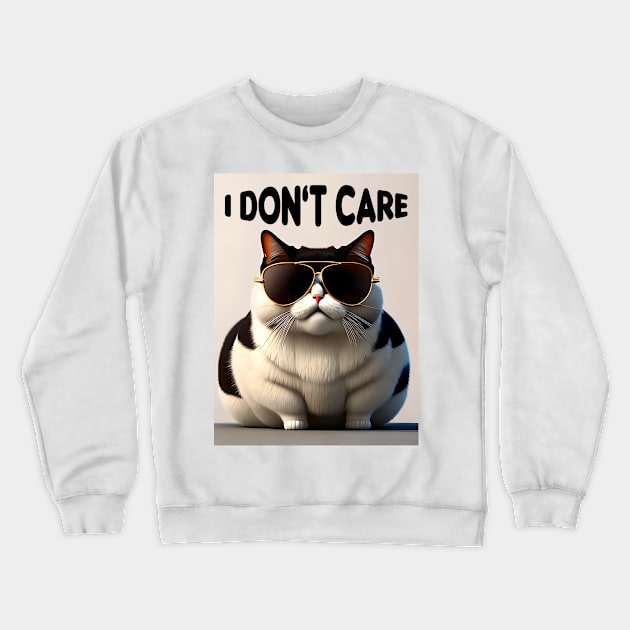 fat cat with glasses Crewneck Sweatshirt by Mulyadi Walet